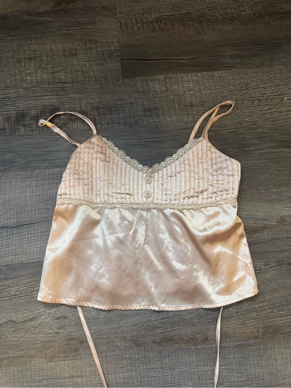SHEIN Blush Pink Satin Lace-Trim Cami